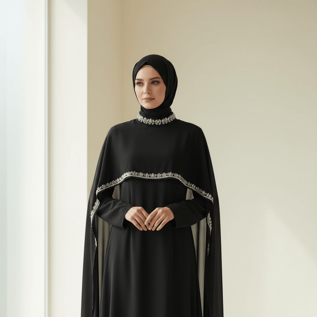 Celestial Rhinestone Cape Abaya, view 5