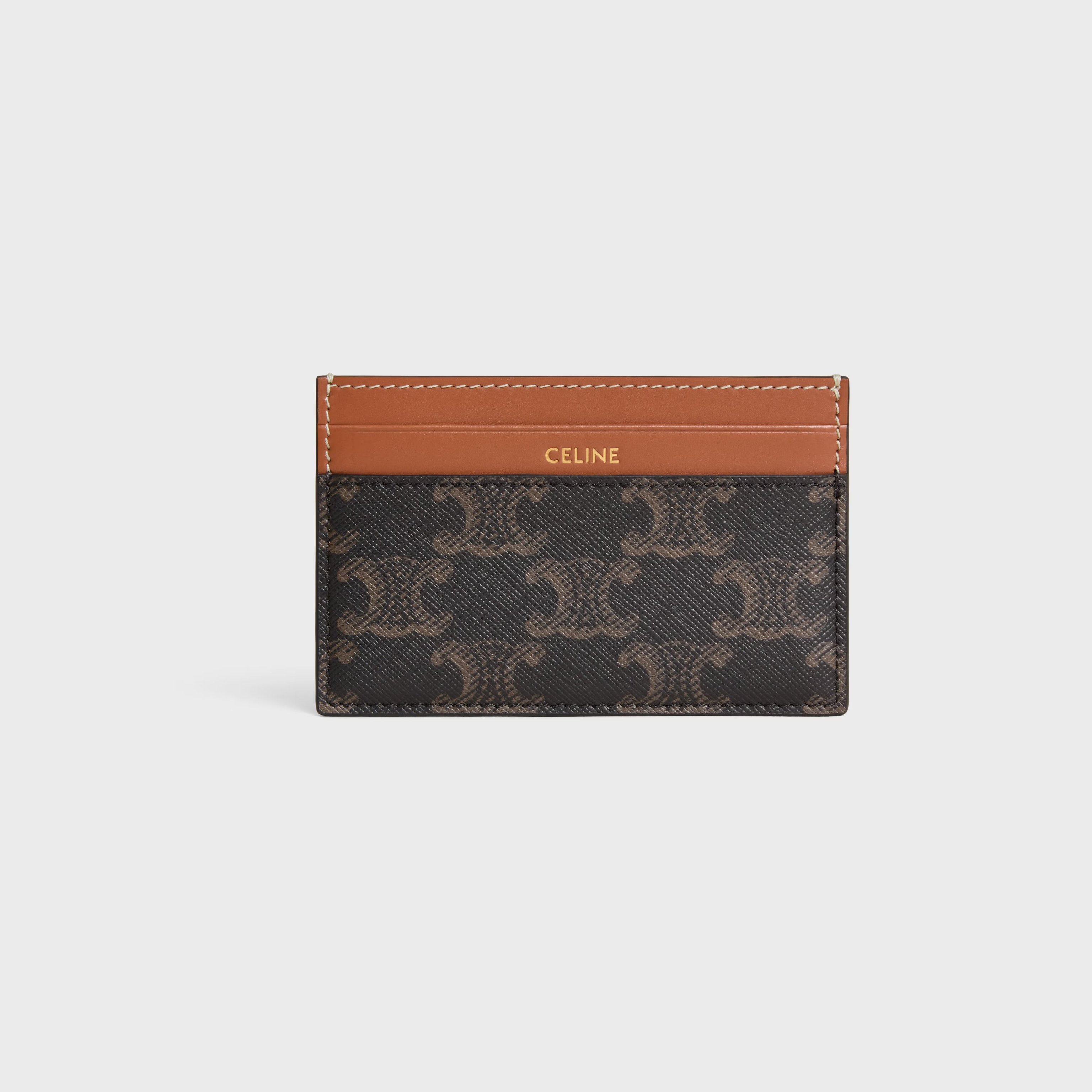 Celine Logo-Stamped Monogram Card Case — Brown, view 4