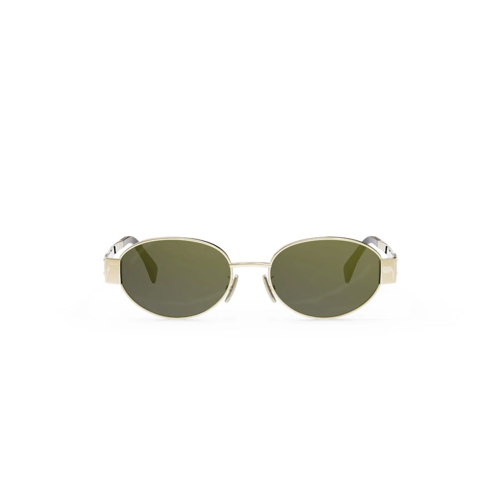 Celine Eyewear CL40235U Metal Oval Sunglasses — Gold by Celine Eyewear