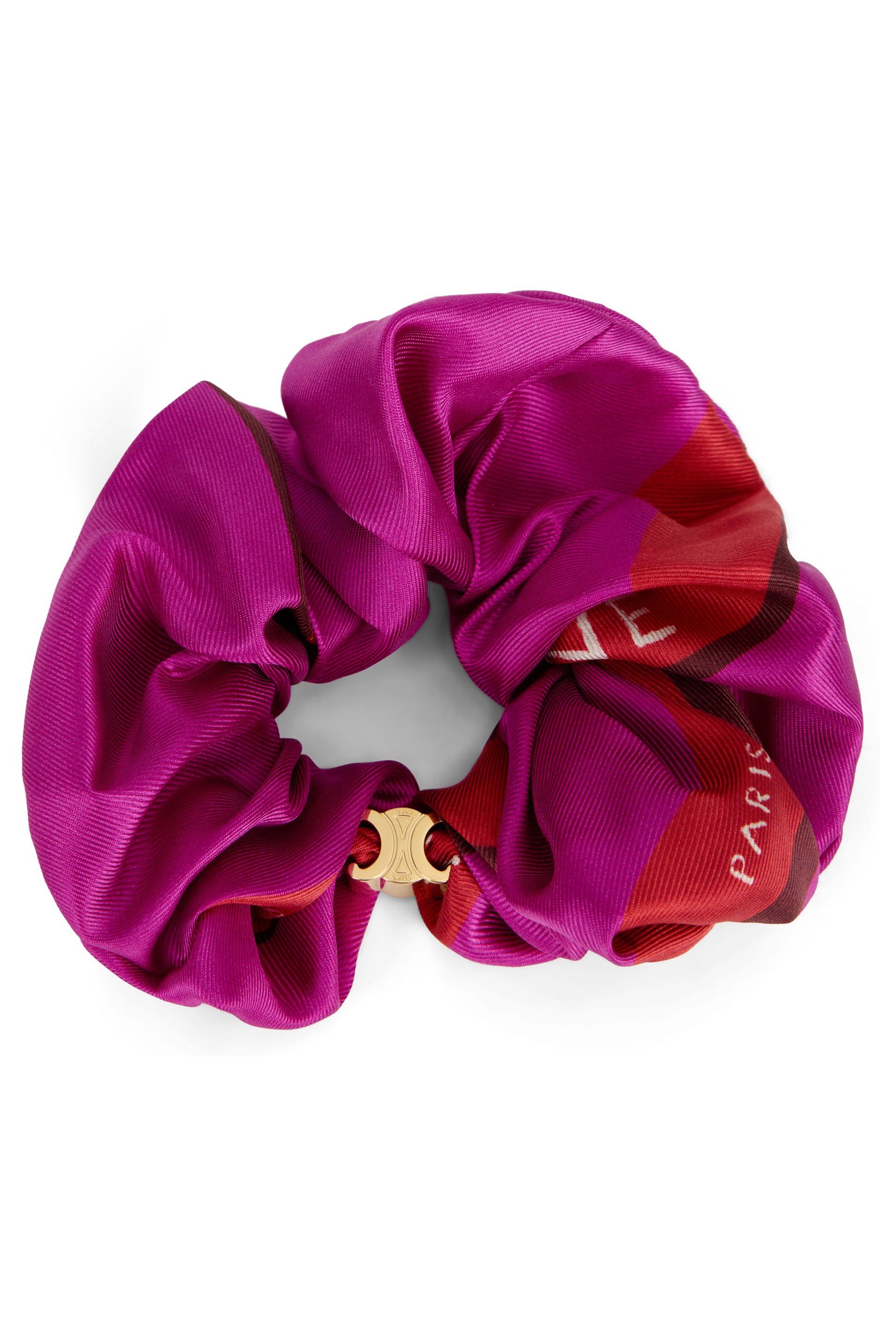 Celine Silk Fuchsia Hair Scrunchie — Purple by Celine
