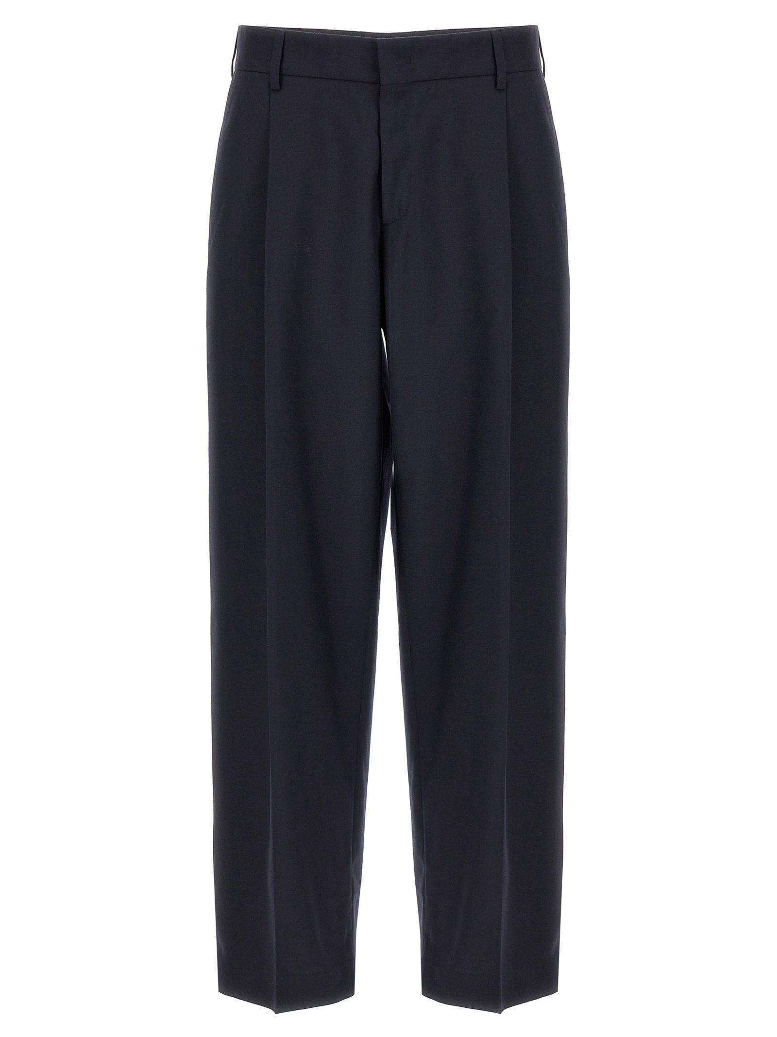 Cellar Door Front-Pleat Wool Blend Trousers — Black by Cellar Door