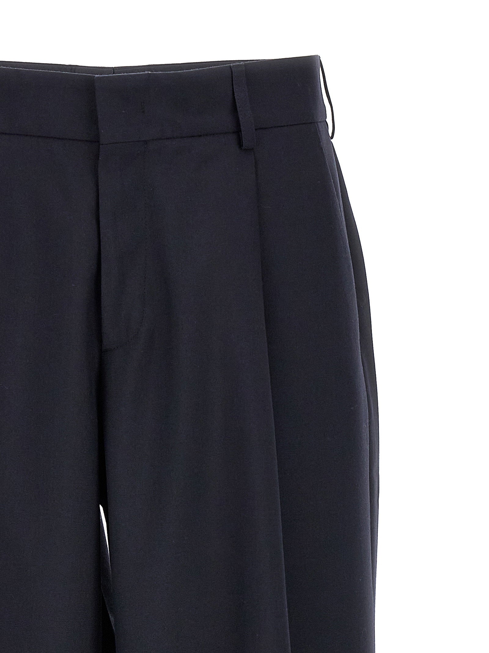 Cellar Door Front-Pleat Wool Blend Trousers — Black, view 3