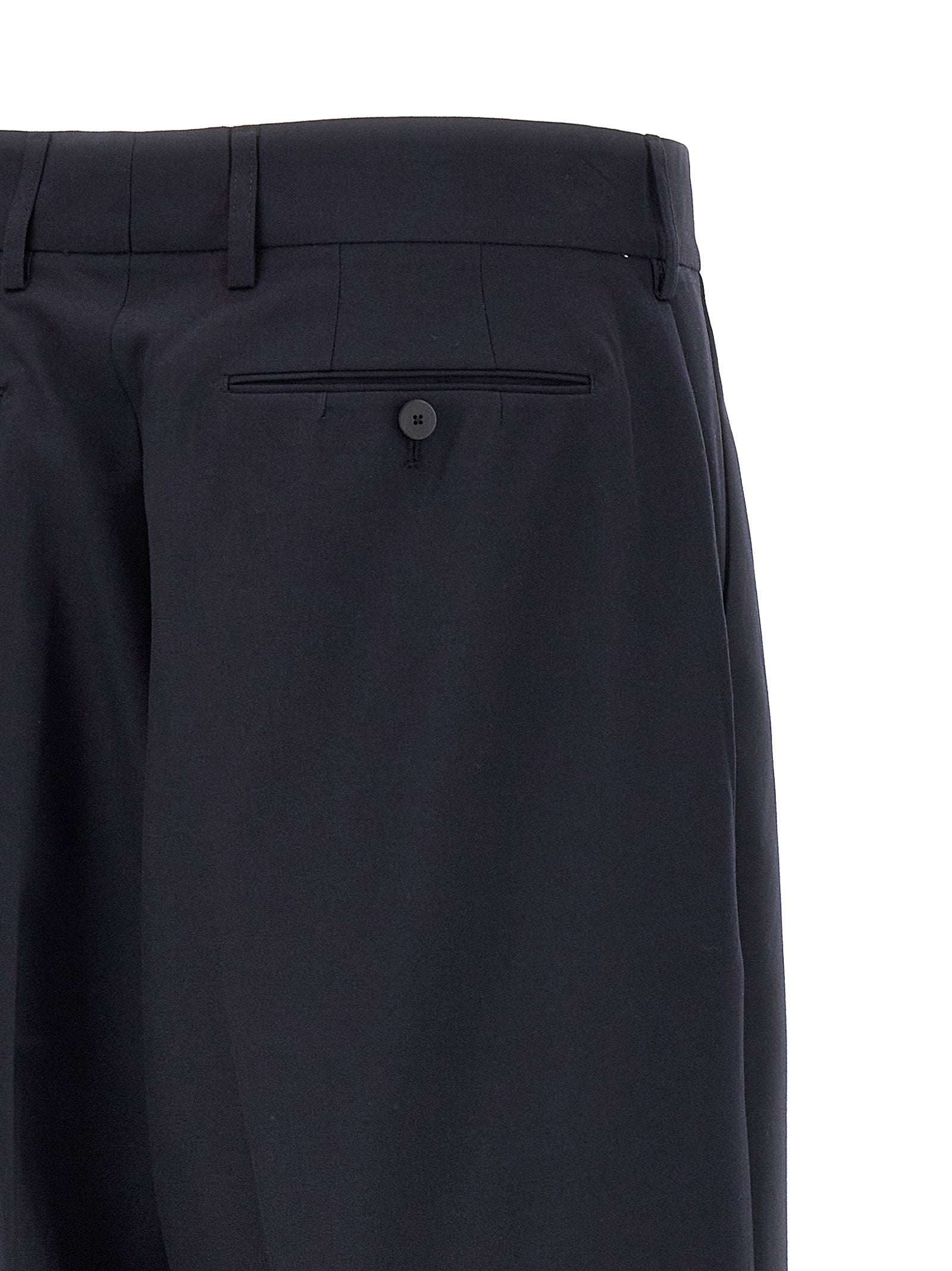 Cellar Door Front-Pleat Wool Blend Trousers — Black, view 4