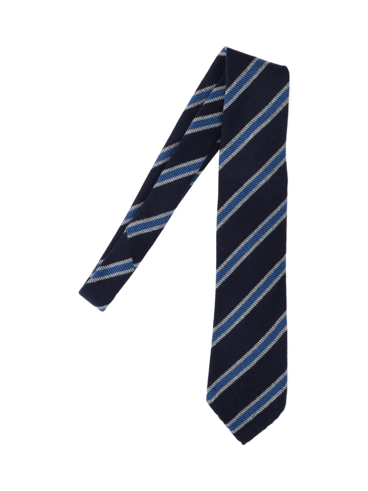 Cesare Attolini Diagonal Striped Cashmere Necktie — Navy by Cesare Attolini