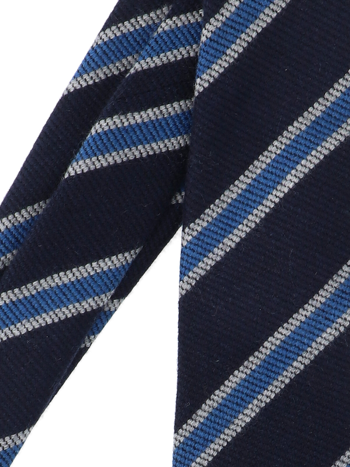 Cesare Attolini Diagonal Striped Cashmere Necktie — Navy, view 2