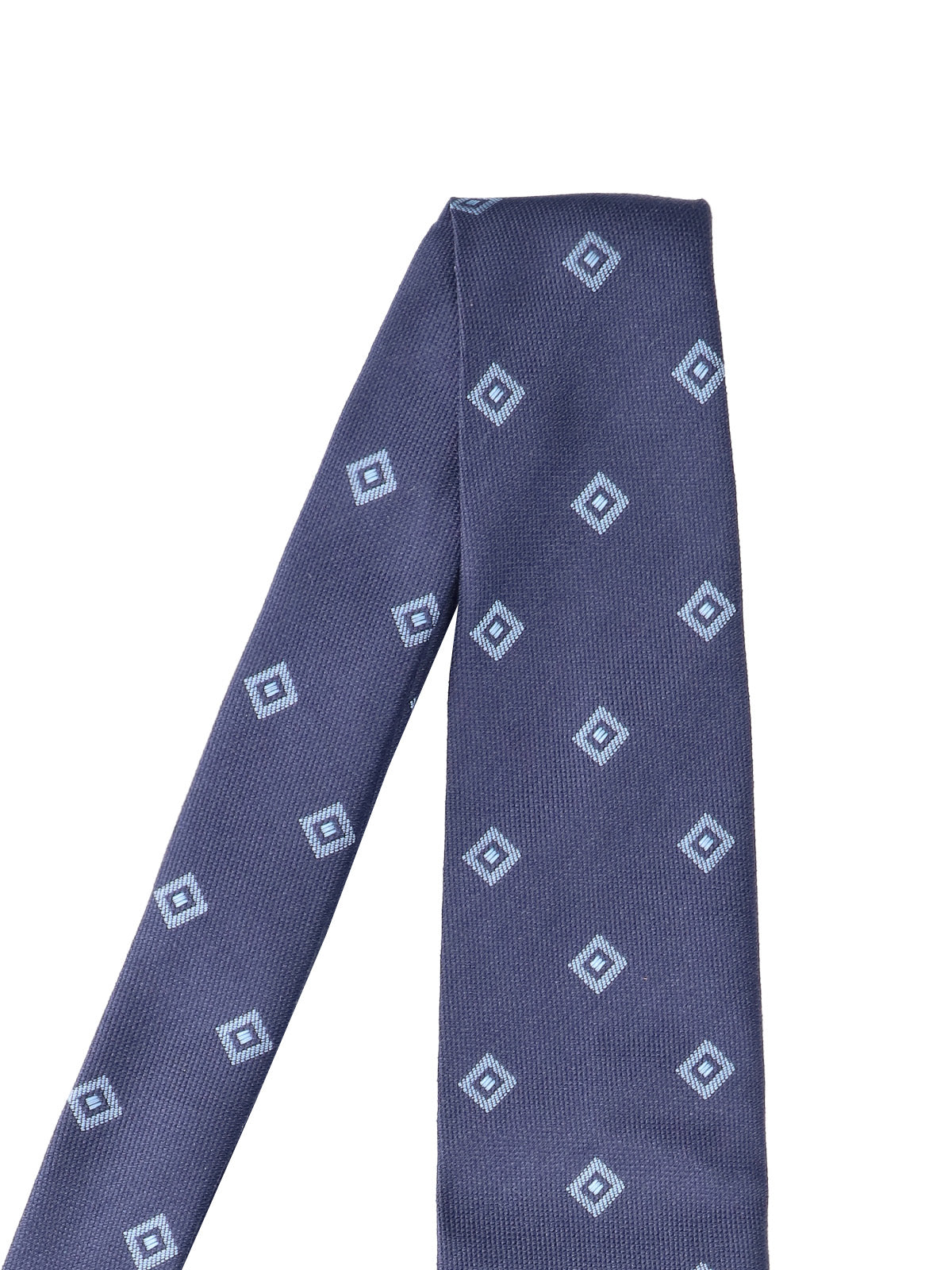 Cesare Attolini Diamond-Patterned Silk Necktie — Navy, view 2