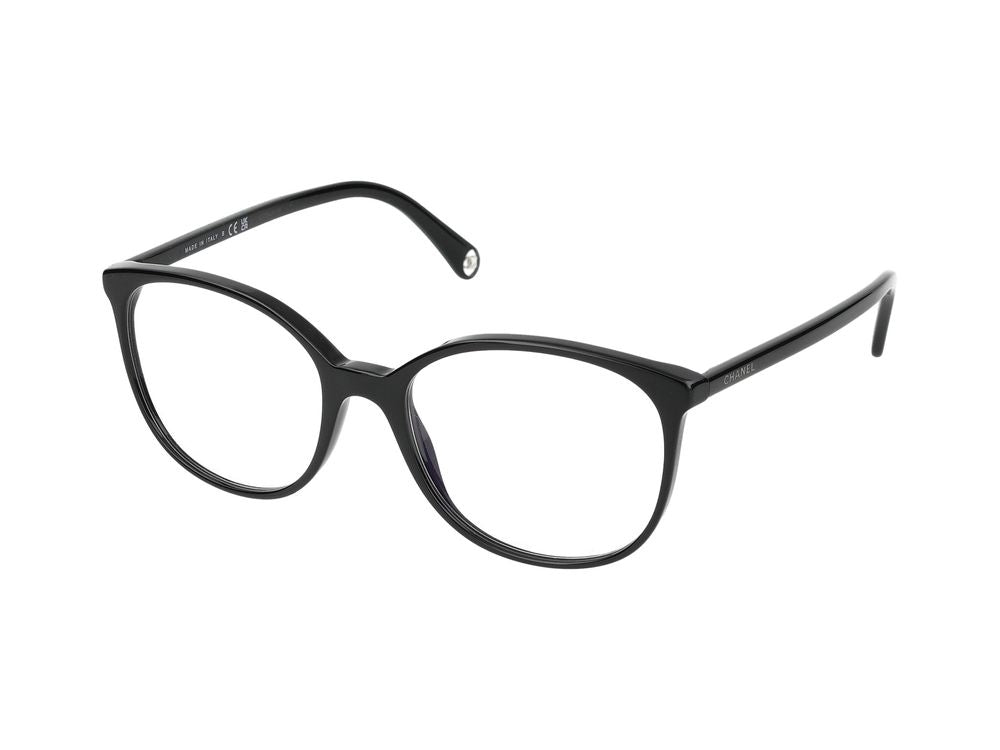 Chanel 0CH3432 Acetate Round-Frame Eyeglasses — Black by Chanel