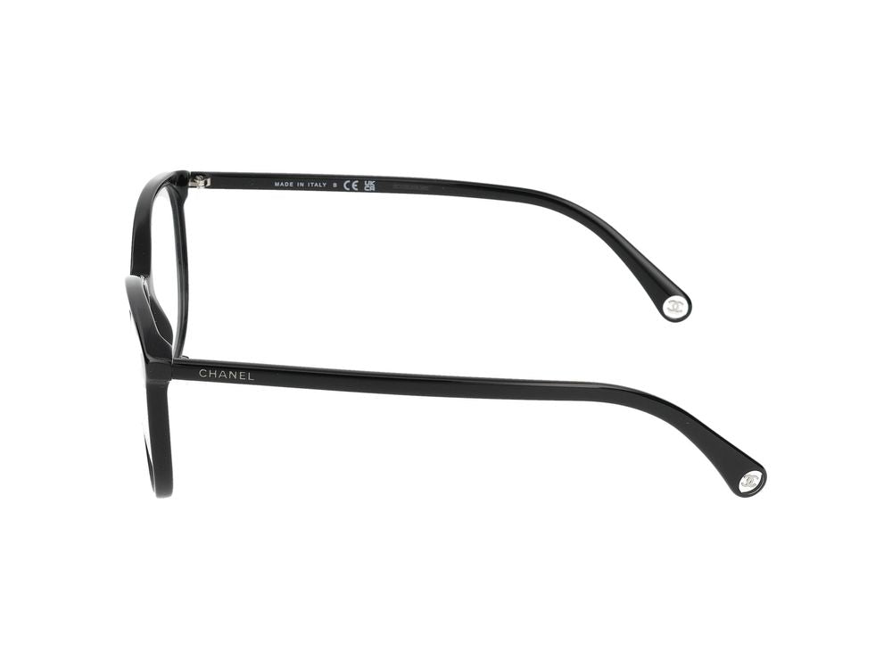 Chanel 0CH3432 Acetate Round-Frame Eyeglasses — Black, view 2