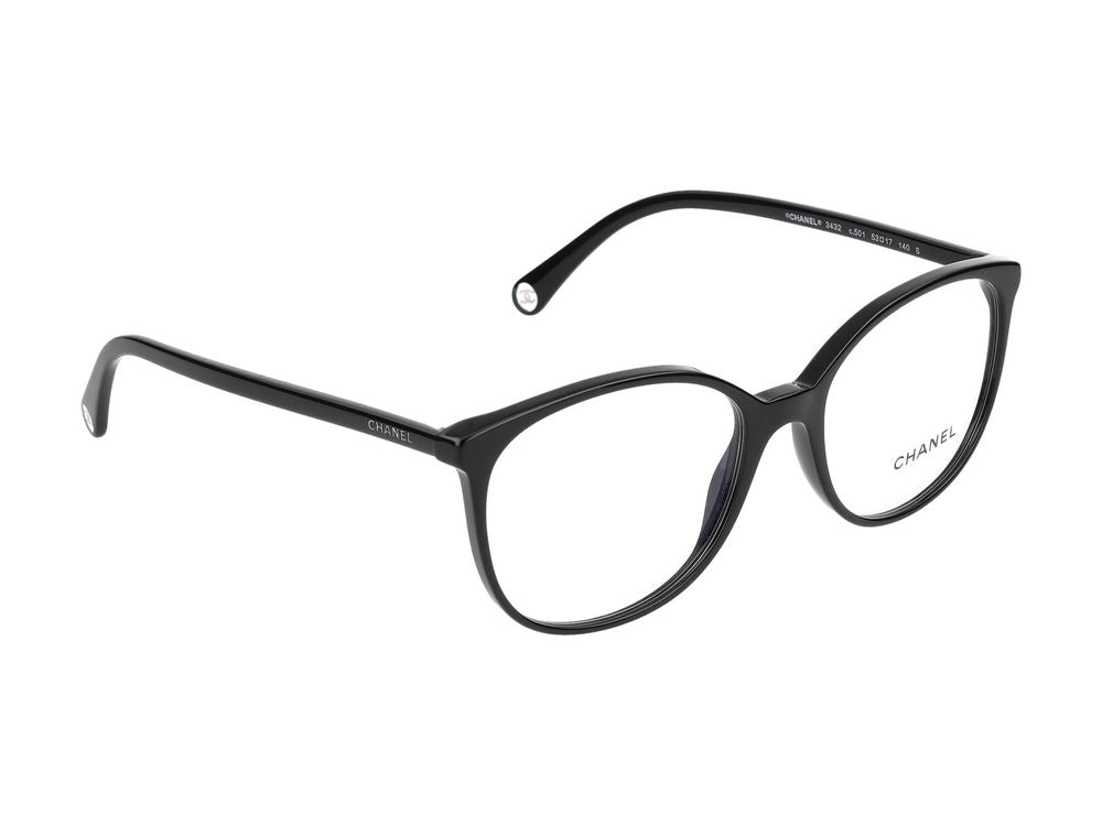 Chanel 0CH3432 Acetate Round-Frame Eyeglasses — Black, view 3
