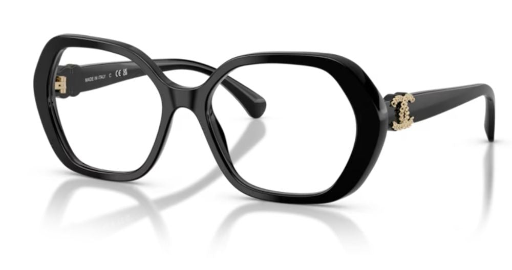 Chanel Eyewear CH3496 Square Acetate Frame Eyeglasses — Black, view 2