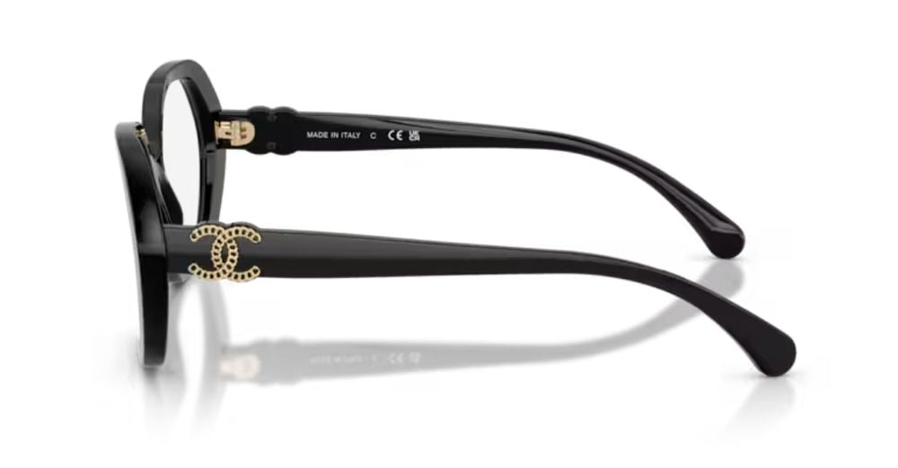 Chanel Eyewear CH3496 Square Acetate Frame Eyeglasses — Black, view 3