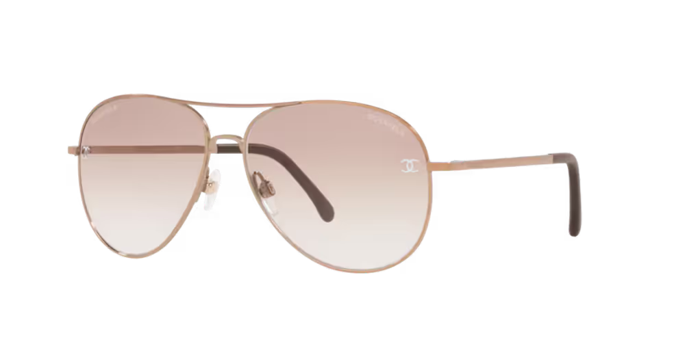 Chanel Eyewear CH4189TQ Interlocking CC Pilot-Frame Sunglasses — Beige by Chanel Eyewear