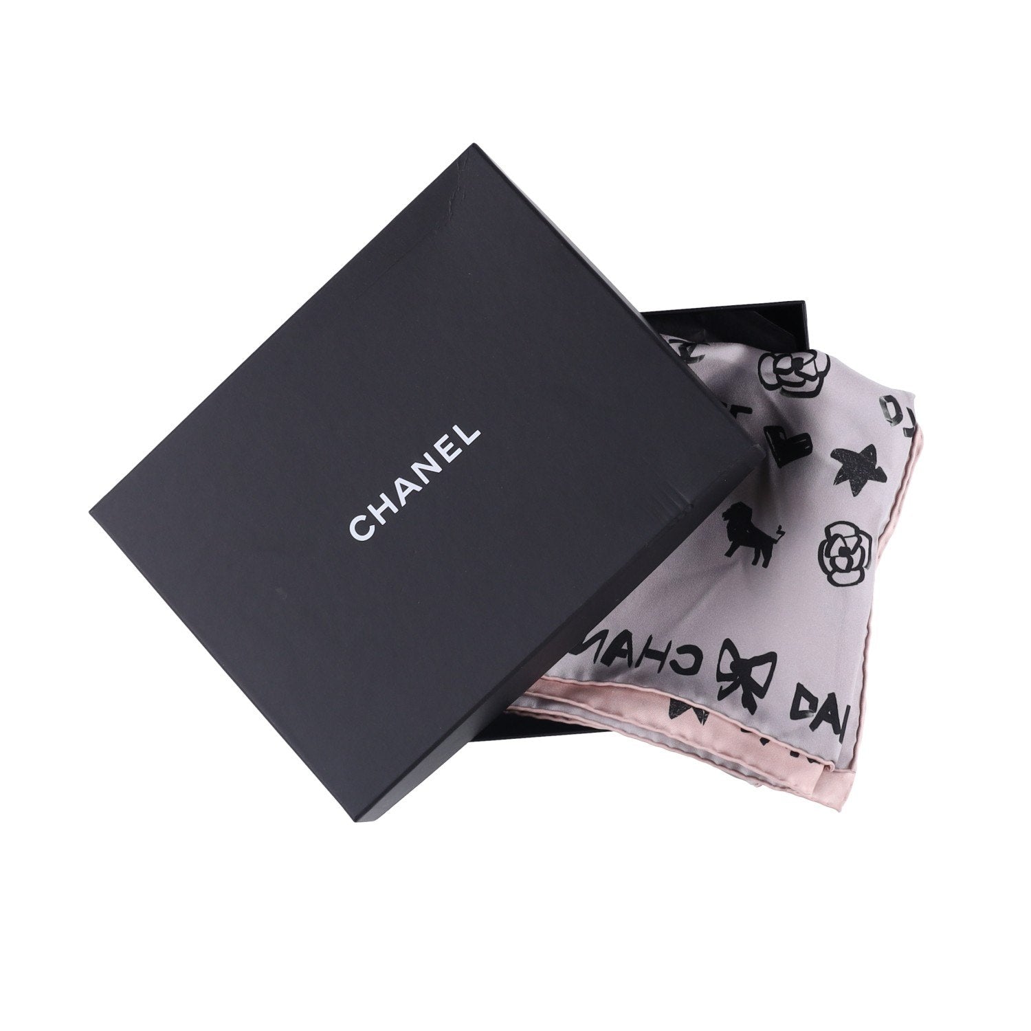 Chanel Paris-Dakar Silk Square Scarf — Pink and Black, view 6
