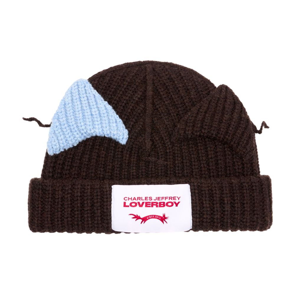 Charles Jeffrey Loverboy 062130106-BRW Chunky Ears Wool Beanie — Brown, view 2