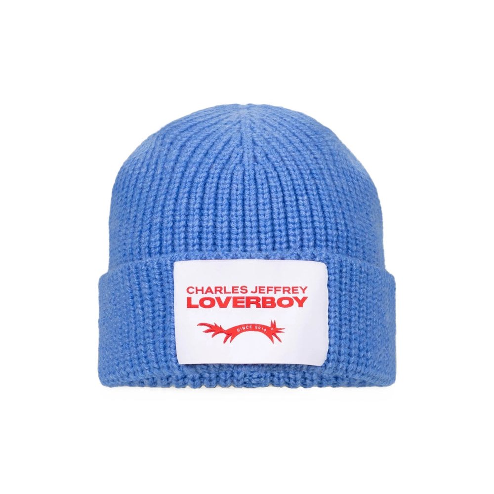 Charles Jeffrey Loverboy 062130301 Ribbed Knit Lambswool Beanie — Blue by Charles Jeffrey Loverboy