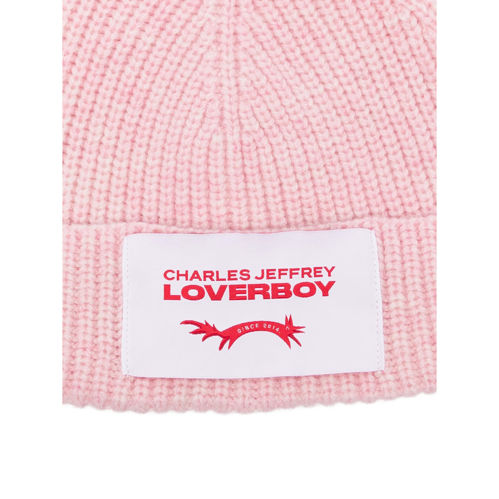 Charles Jeffrey Loverboy 062130304 Ribbed Knit Lambswool Beanie — Pink, view 3