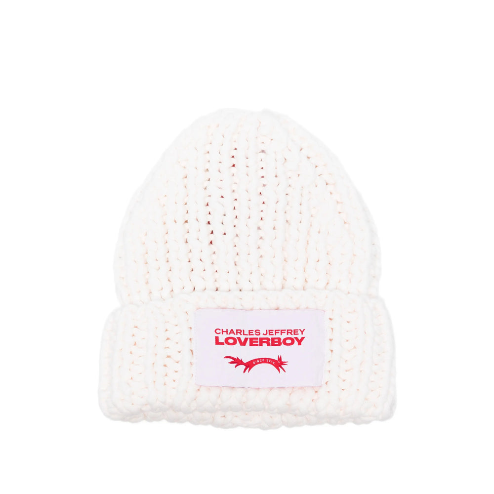 Charles Jeffrey Loverboy 062130401 Beanie — White by Charles Jeffrey Loverboy