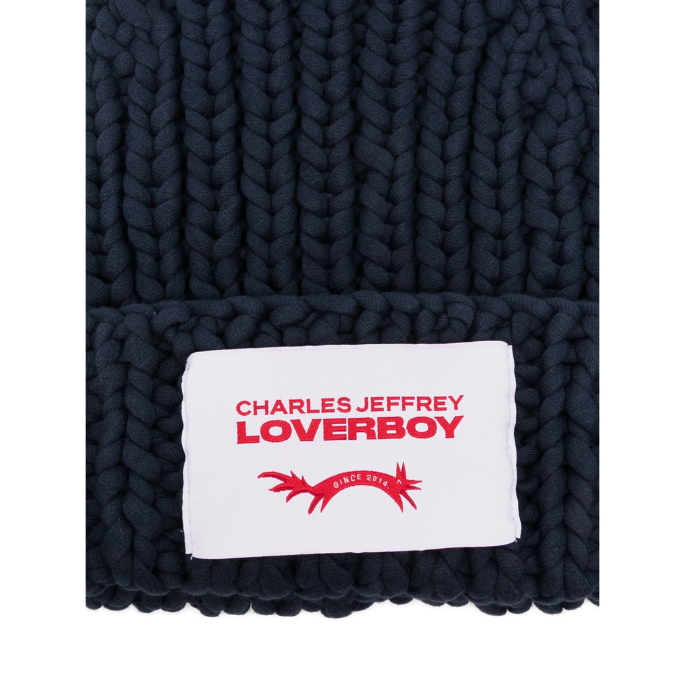 Charles Jeffrey Loverboy 062130404 Logo-Patch Knit Beanie — Navy, view 3