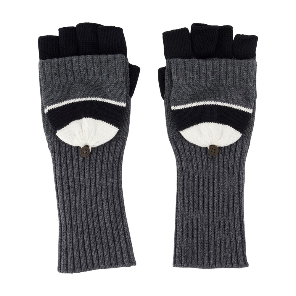 Charles Jeffrey Loverboy Two-Tone Ribbed Knit Gloves — Gray, view 2