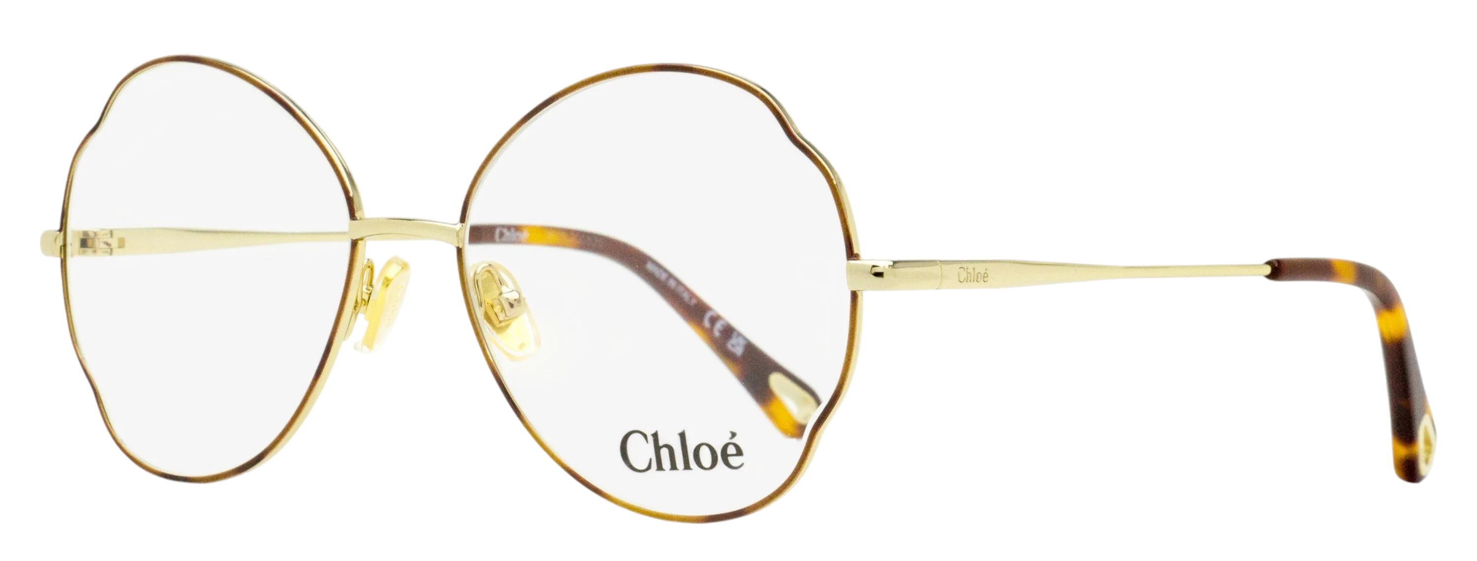 Chloé CH0097O Scalloped Oval Metal Eyeglasses — Gold by Chloé