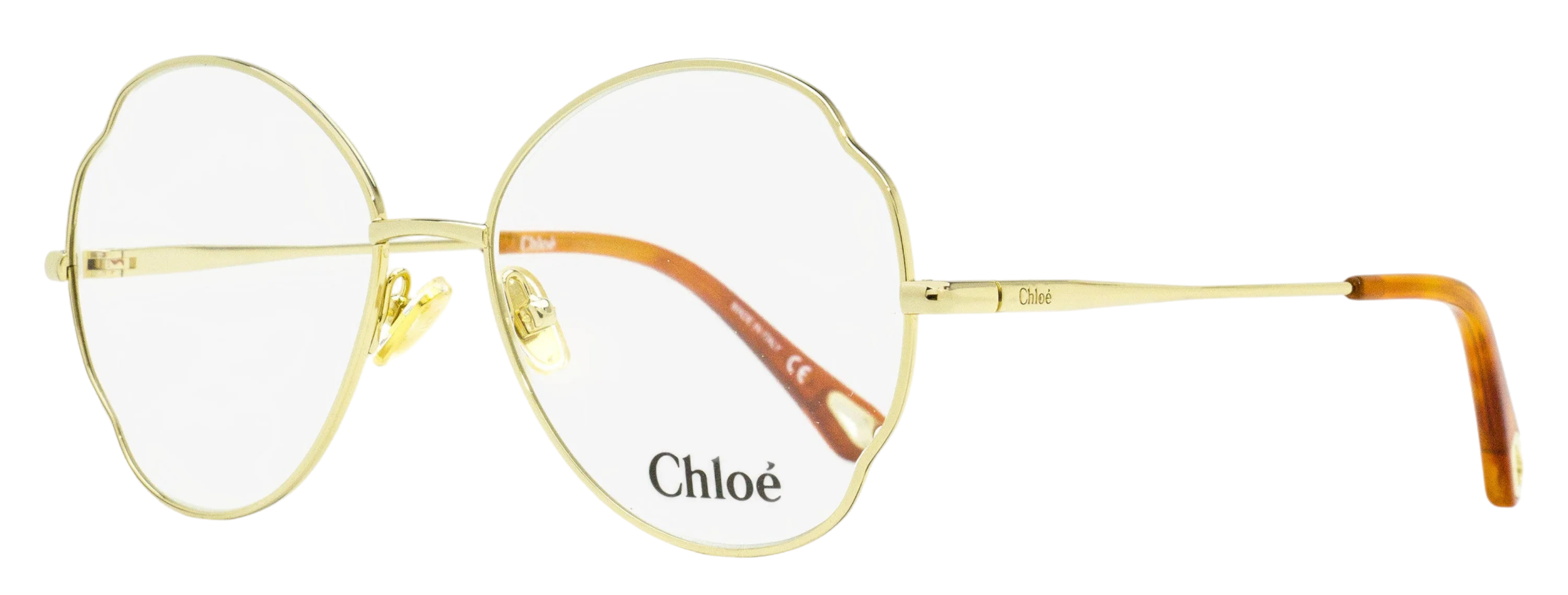 Chloé CH0097O Scalloped Oval Eyeglasses — Gold by Chloé