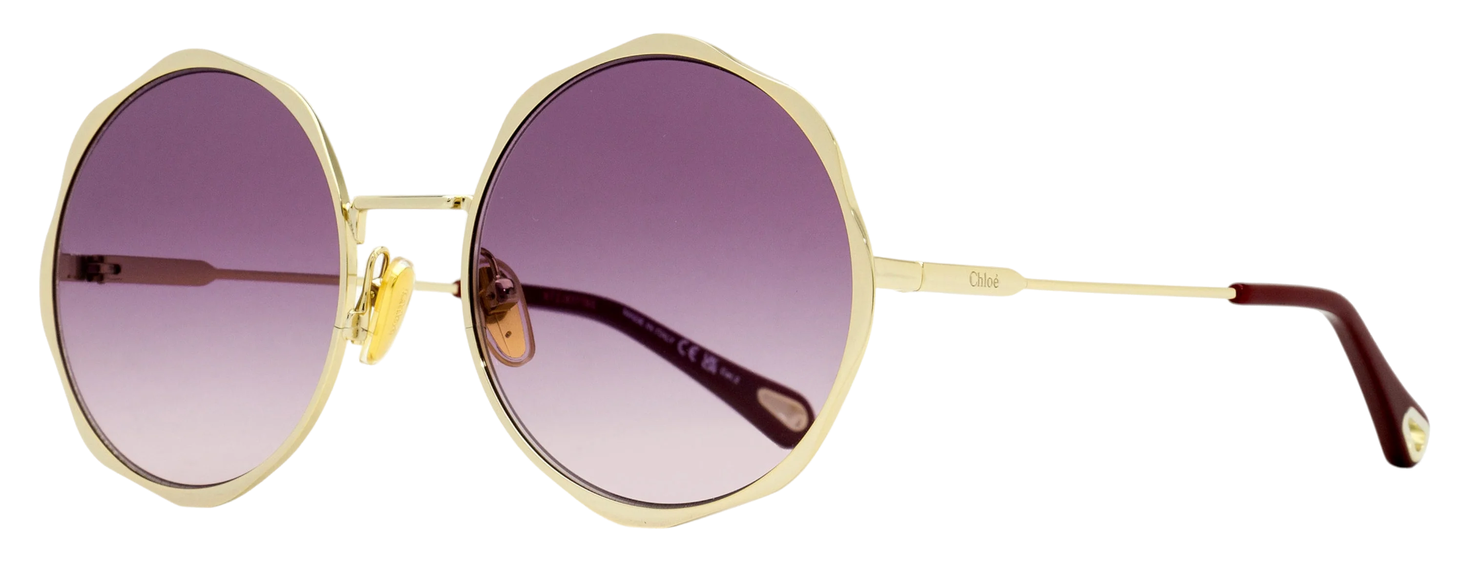 Chloé CH0184S Scallop Rim Round Sunglasses — Gold by Chloé