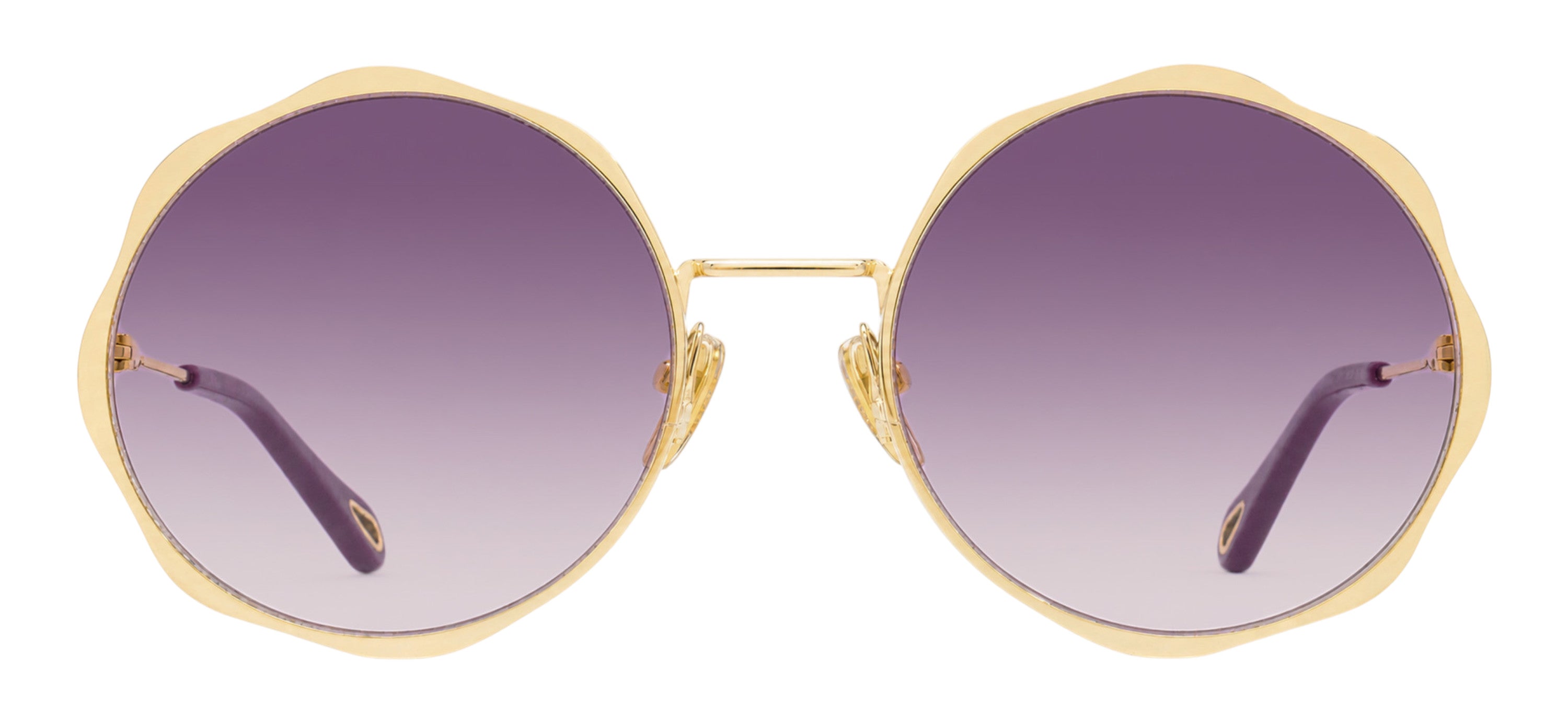 Chloé CH0184S Scallop Rim Round Sunglasses — Gold, view 2