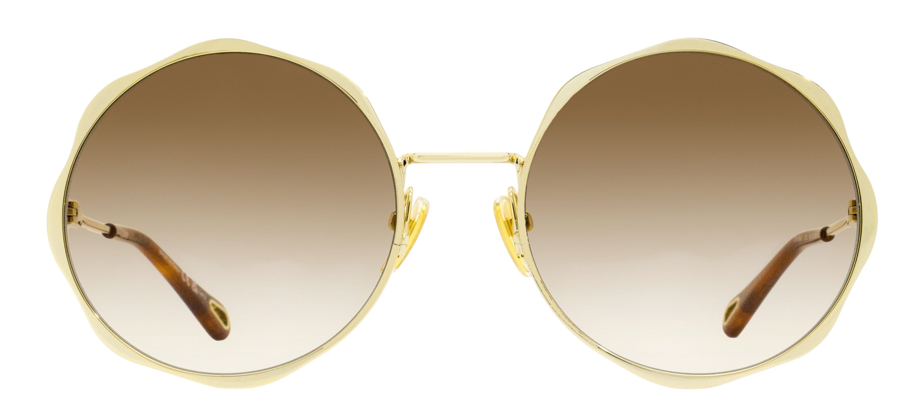 Chloé CH0184S Scalloped Rim Round Sunglasses — Gold, view 2