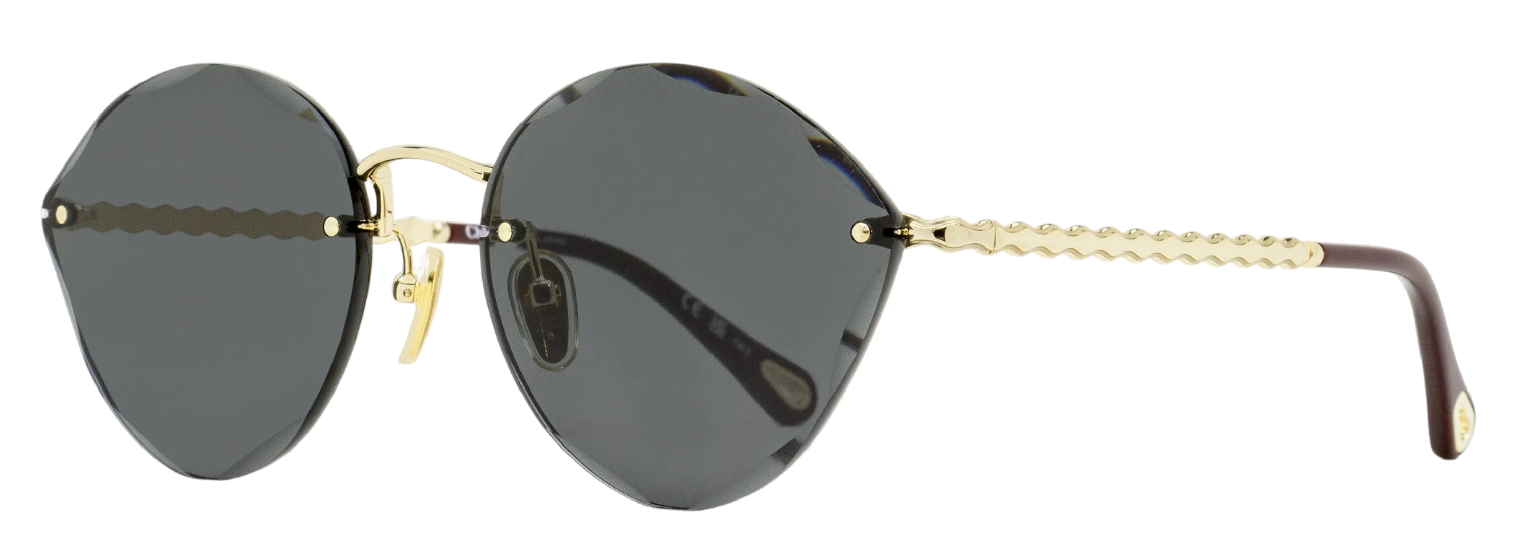 Chloé CH0253S Beveled Rimless Sunglasses — Gold by Chloé