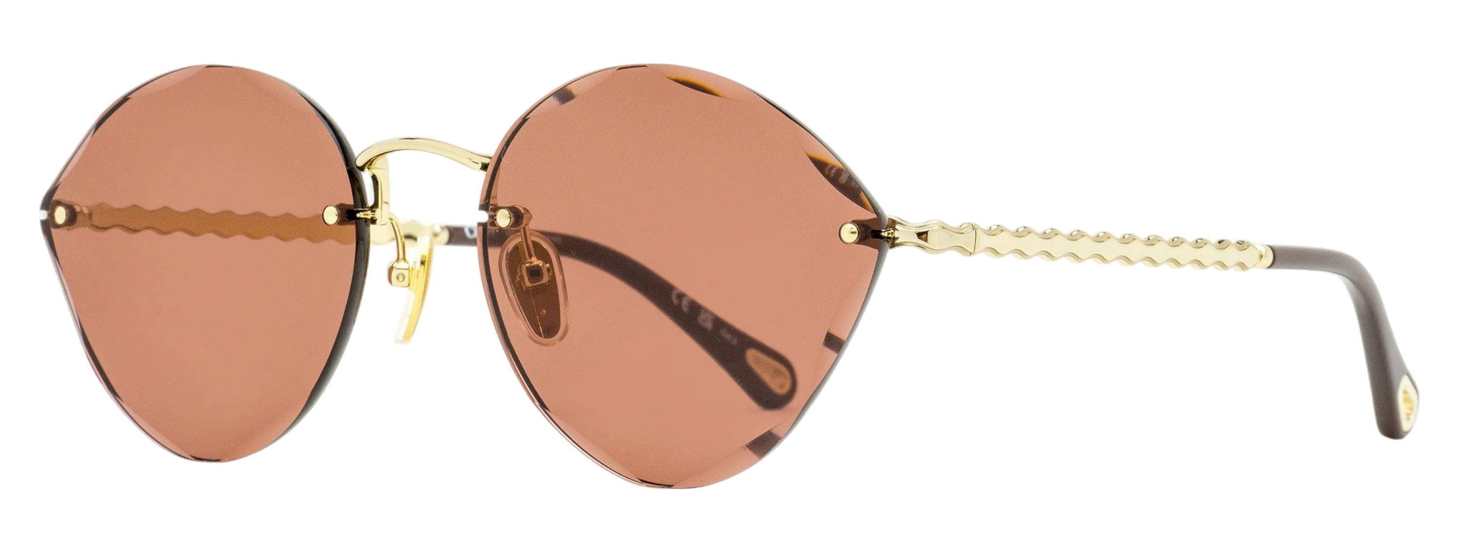 Chloé CH0253S Beveled Rimless Sunglasses — Gold by Chloé