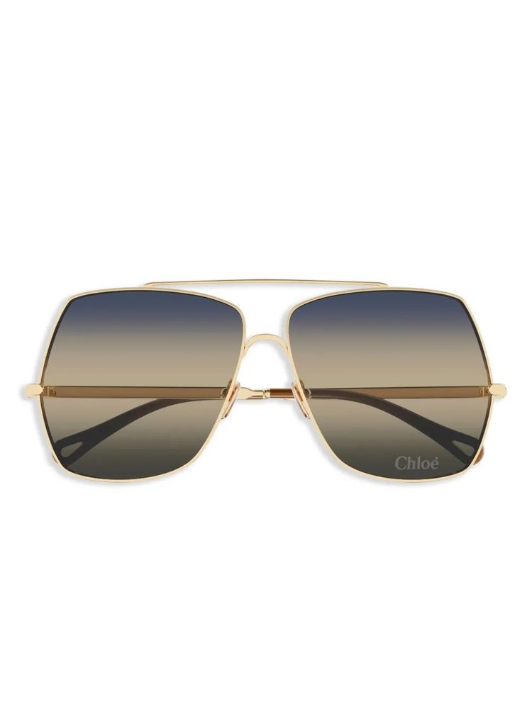 Chloé Eyewear CH0278S Gradient-Lens Aviator Sunglasses — Gold by Chloé Eyewear
