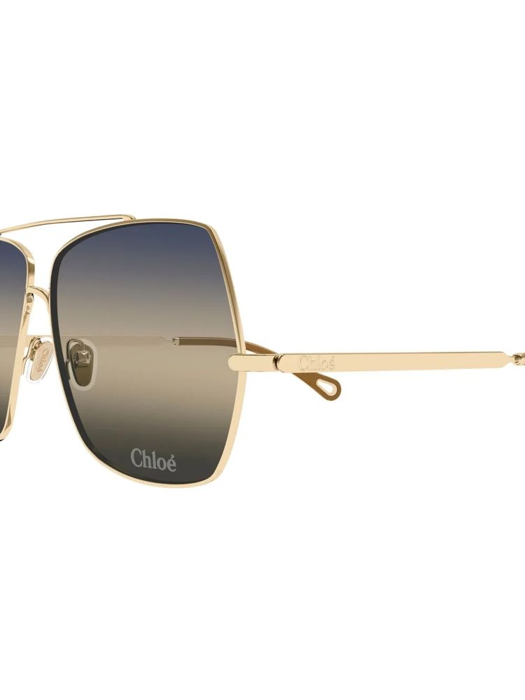 Chloé Eyewear CH0278S Gradient-Lens Aviator Sunglasses — Gold, view 2