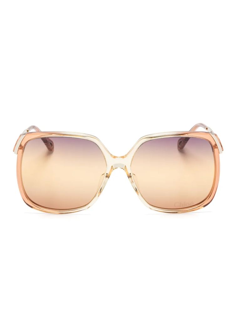 Chloé Eyewear CH0286S Oversized Square Sunglasses — Peach by Chloé Eyewear