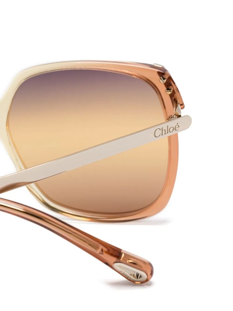 Chloé Eyewear CH0286S Oversized Square Sunglasses — Peach, view 3