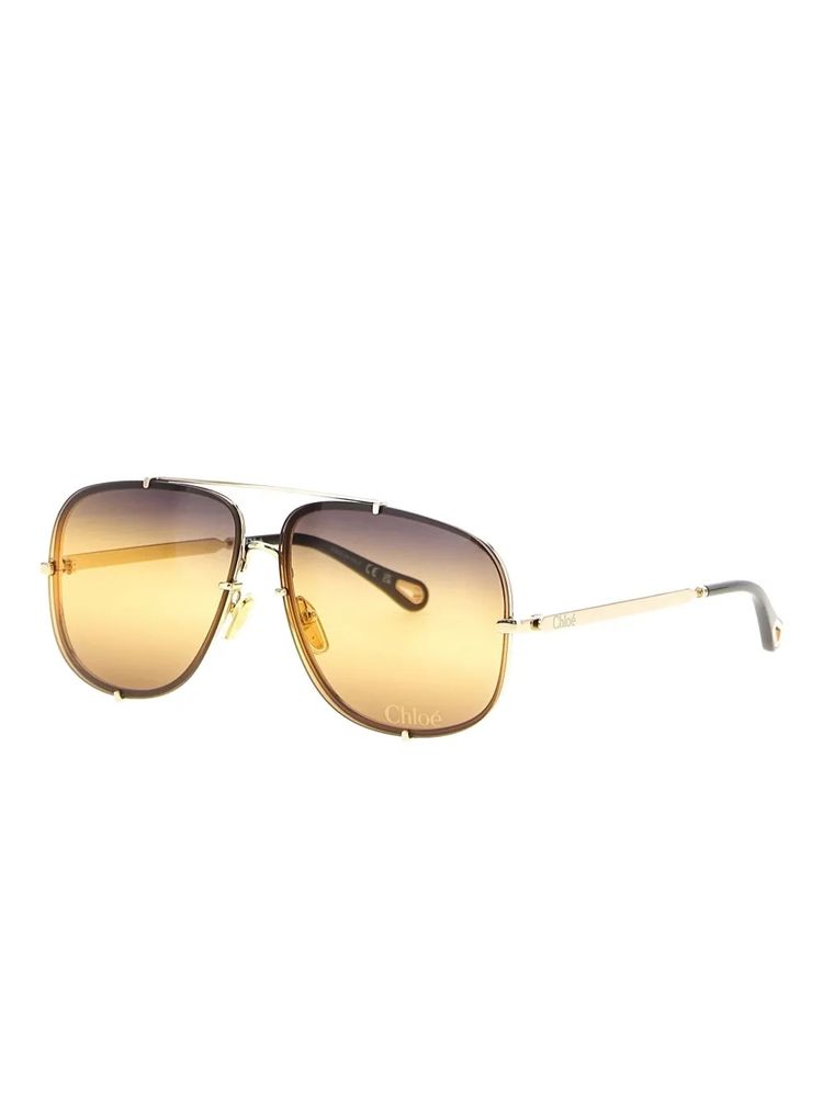 Chloé Eyewear CH0348S004 Gradient Lens Aviator Sunglasses — Gold, view 3