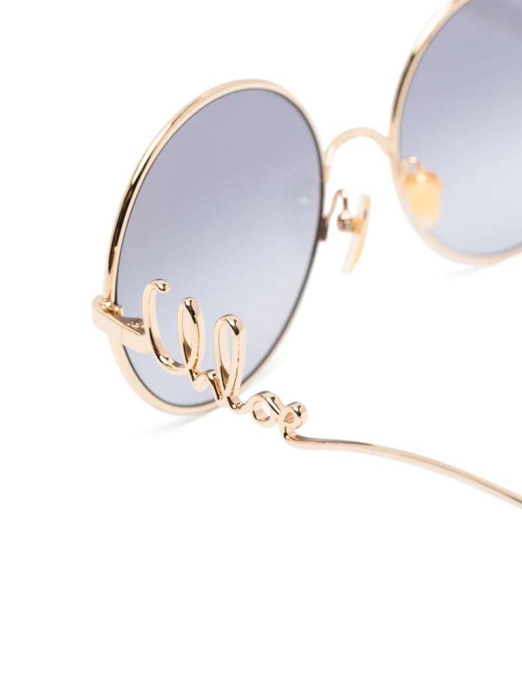 Chloé Eyewear CH0372S Round Metal Sunglasses — Gold, view 3