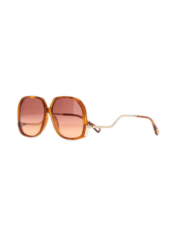Chloé Eyewear CH0404S001 Gradient Lens Sunglasses — Rust Havana by Chloé Eyewear