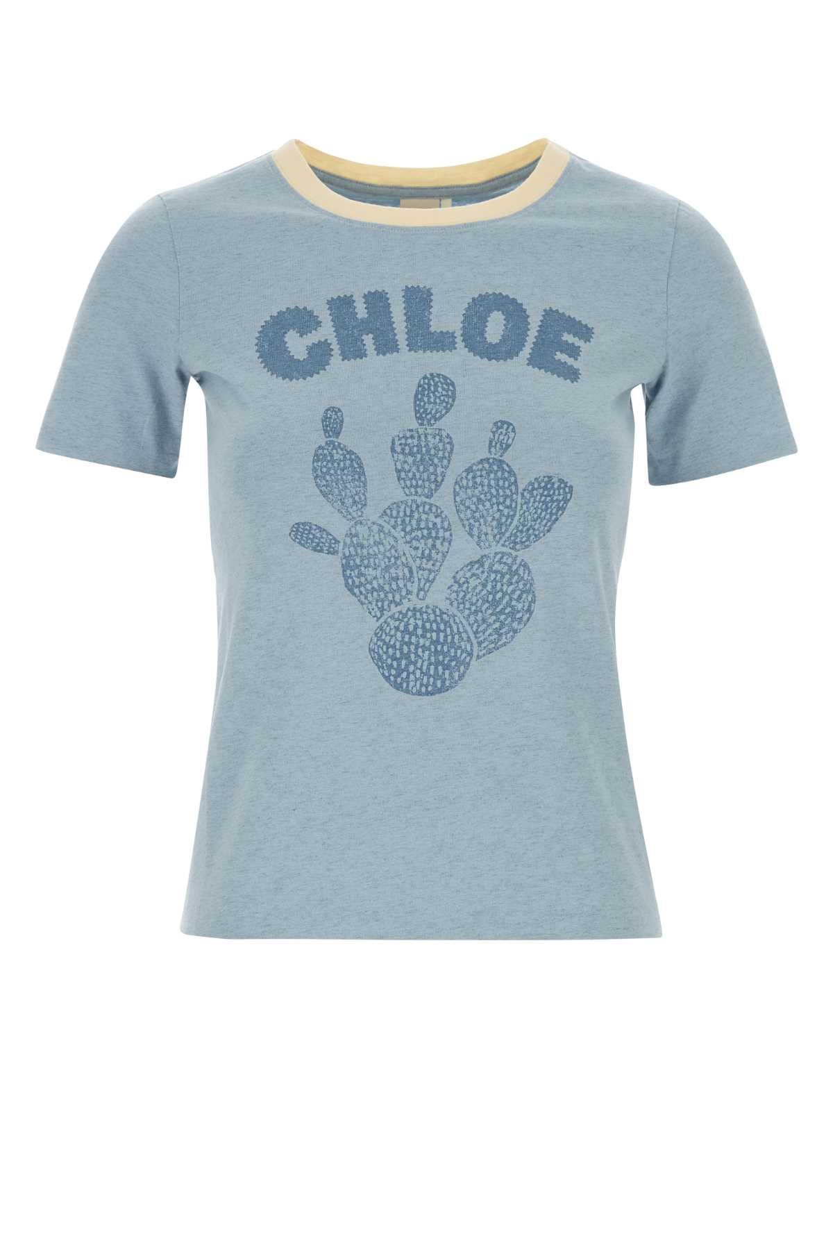 Chloé Cactus-Print Cotton T-Shirt — Blue by Chloé
