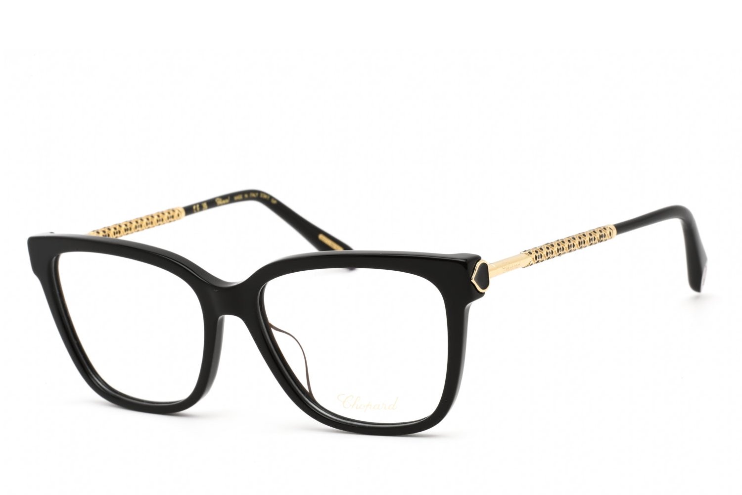 Chopard VCH333W Gold-Trimmed Acetate Eyeglasses — Black by Chopard