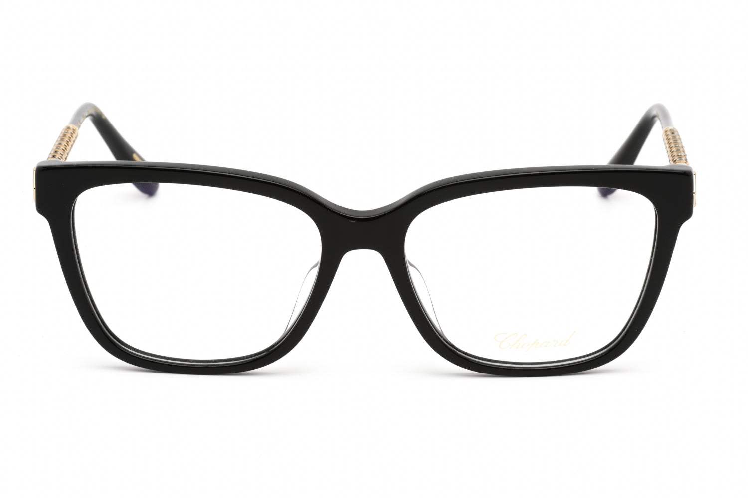 Chopard VCH333W Gold-Trimmed Acetate Eyeglasses — Black, view 2