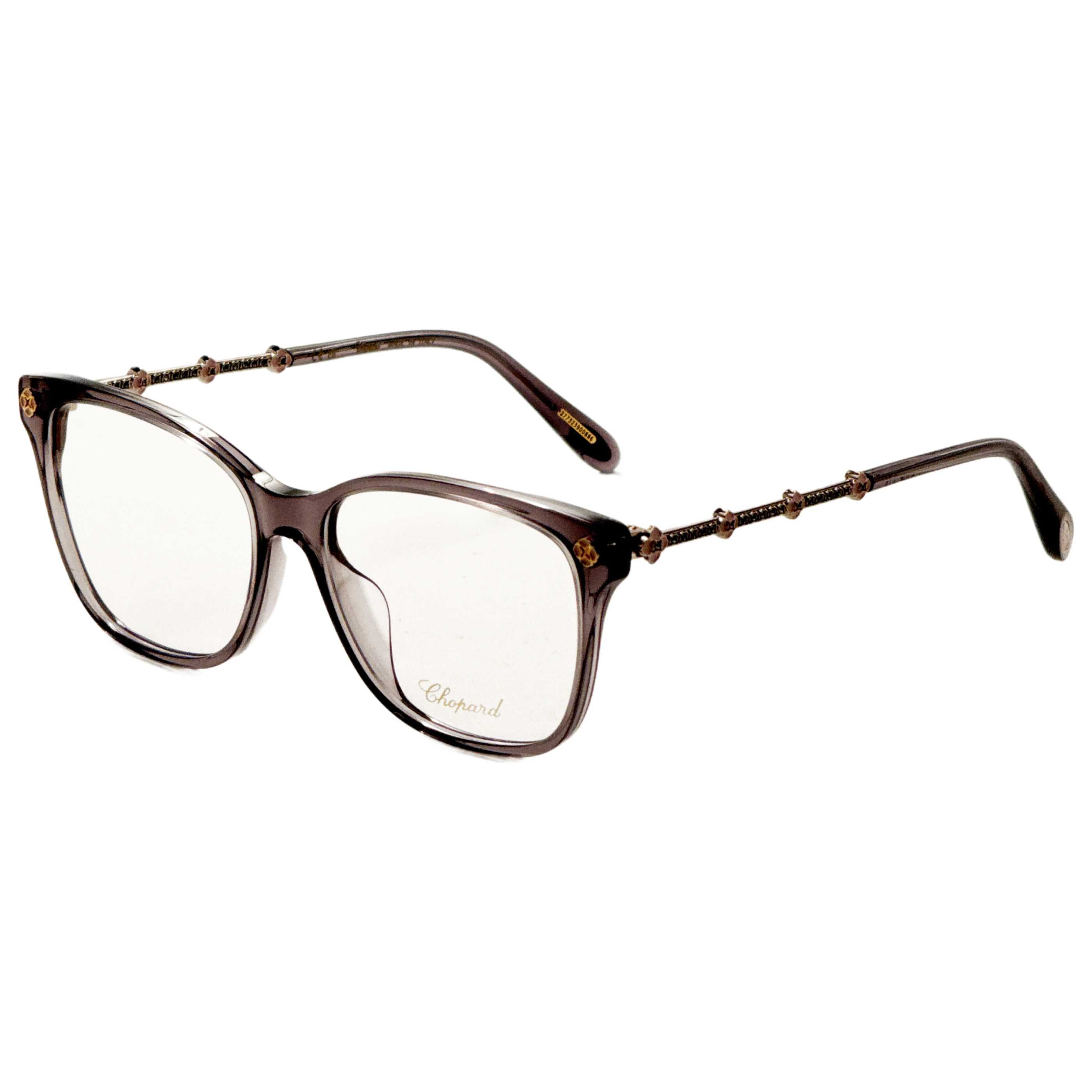 Chopard VCH352S5404AL Bamboo-Detail Metal Frame Eyeglasses — Gray by Chopard