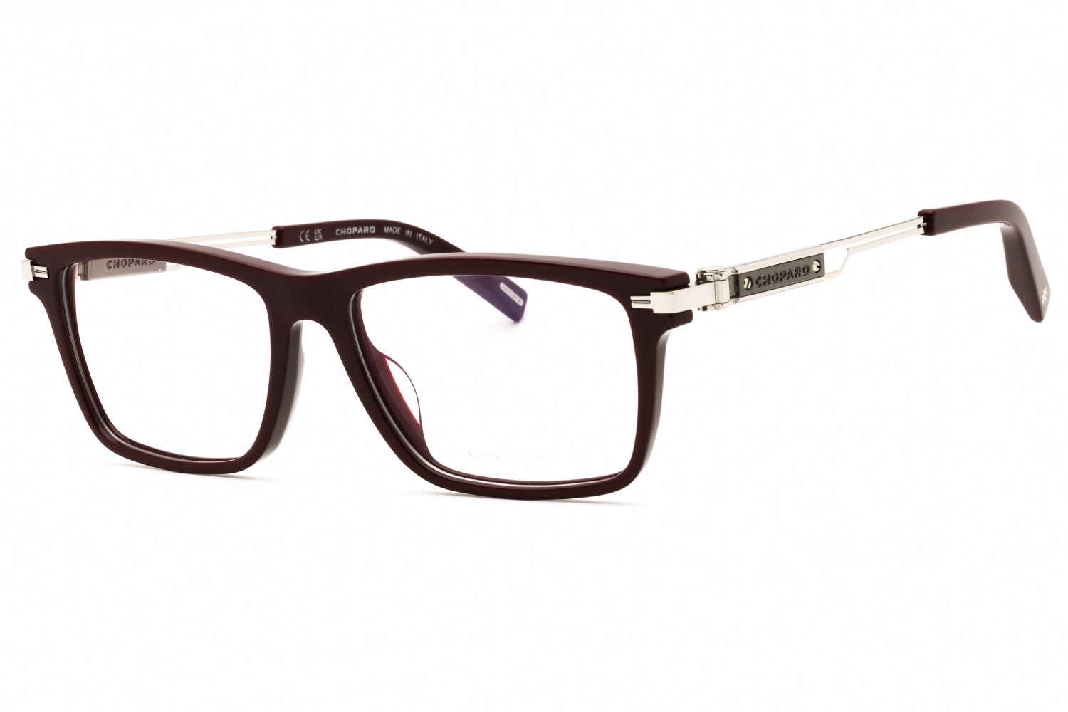 Chopard VCH357 Rectangular Acetate Eyeglasses — Burgundy by Chopard