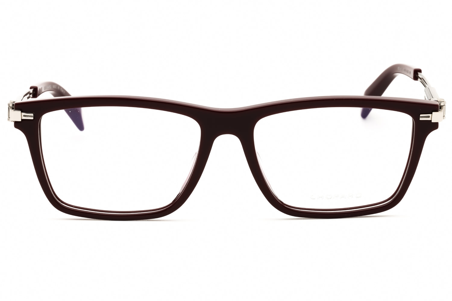 Chopard VCH357 Rectangular Acetate Eyeglasses — Burgundy, view 2
