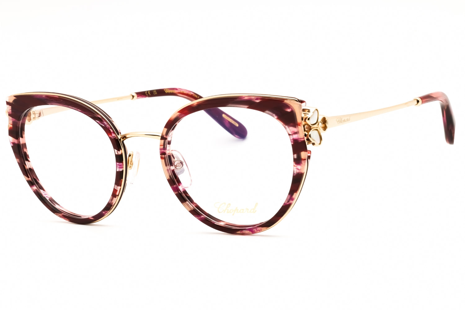 Chopard VCH367V Cat-Eye Metal Frame Eyeglasses — Burgundy by Chopard