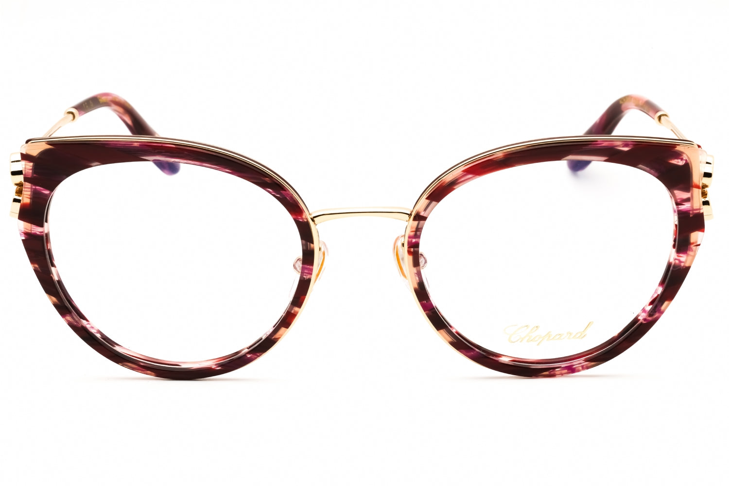 Chopard VCH367V Cat-Eye Metal Frame Eyeglasses — Burgundy, view 2
