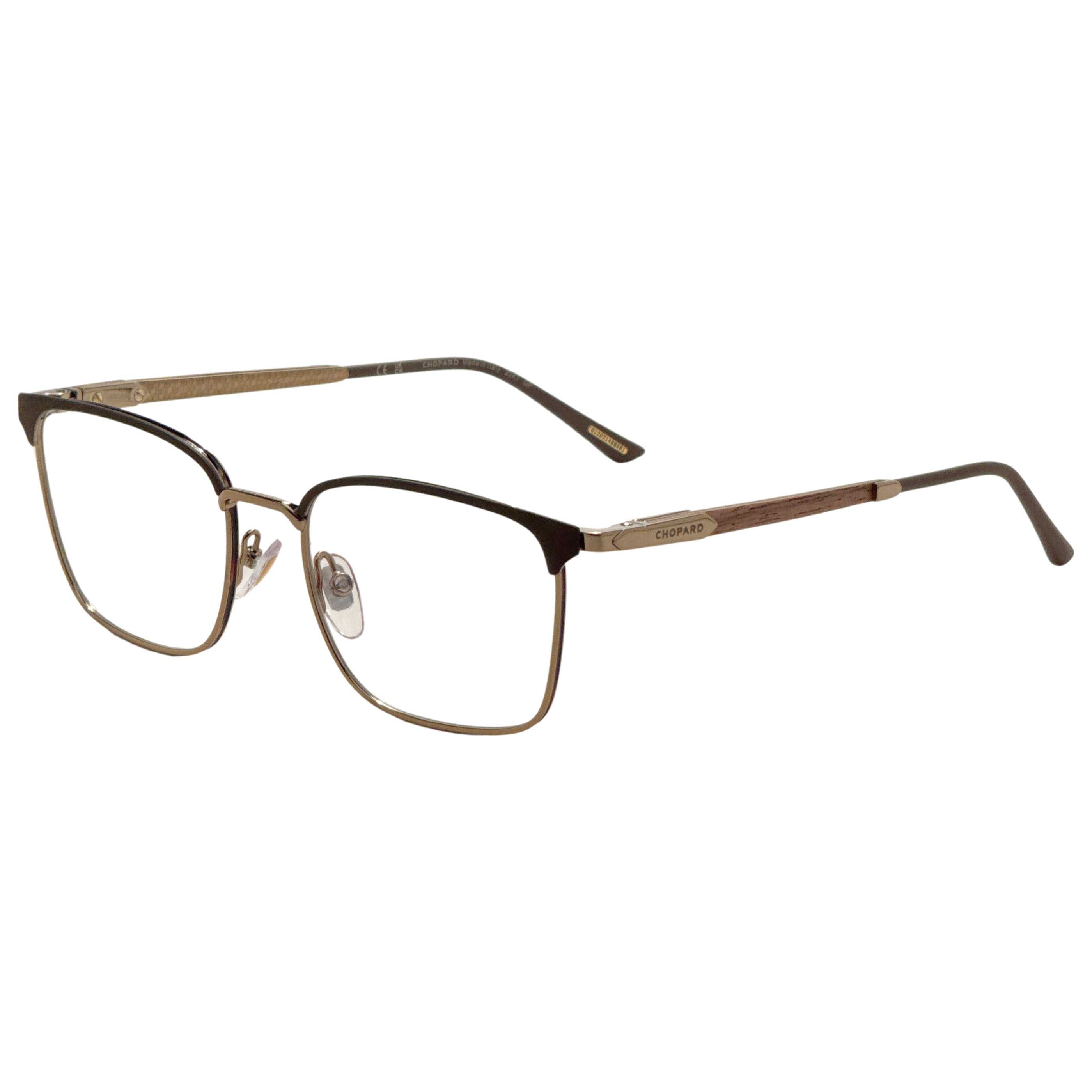 Chopard VCHG065202A8 Metal Rectangle Eyeglasses — Bronze by Chopard