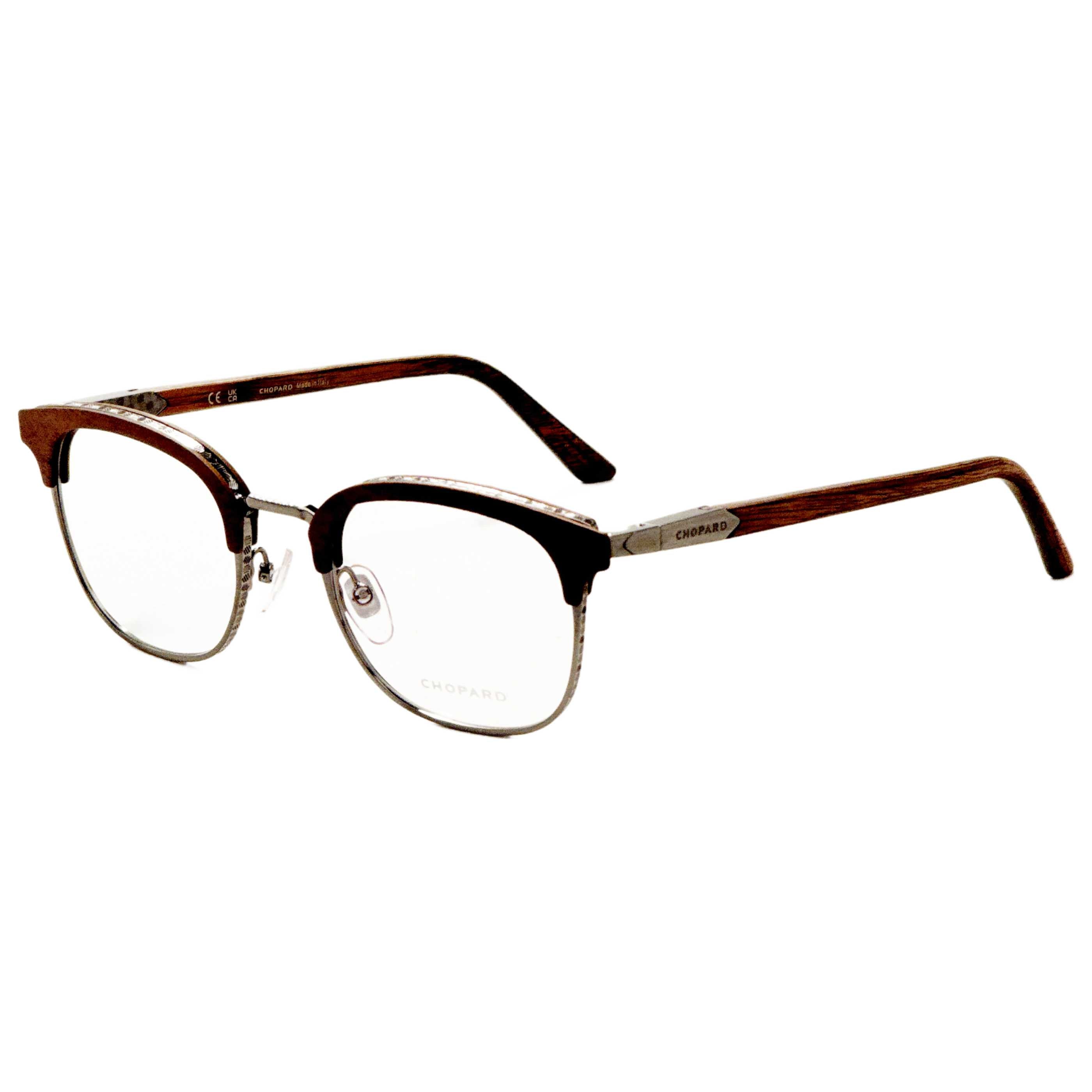 Chopard VCHG59V510509 Ruthenium and Wood-Trim Eyeglasses — Brown by Chopard