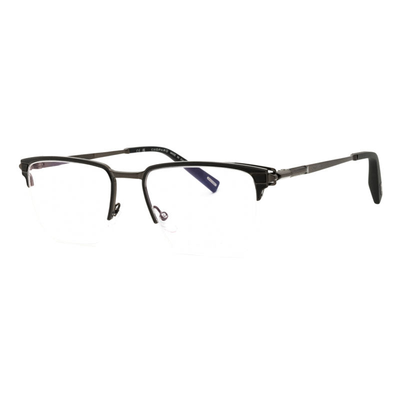 Chopard VCHL20V0K56 Rectangle Semi Rim Metal Eyeglasses — Gray by Chopard