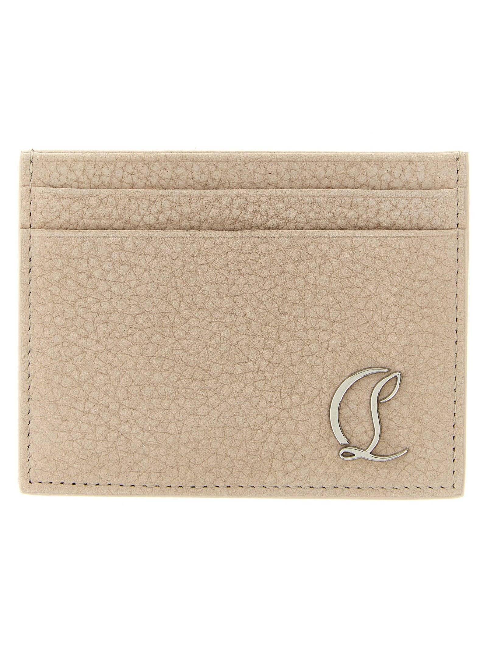 Christian Louboutin Nubuck Leather Card Case — Beige by Christian Louboutin