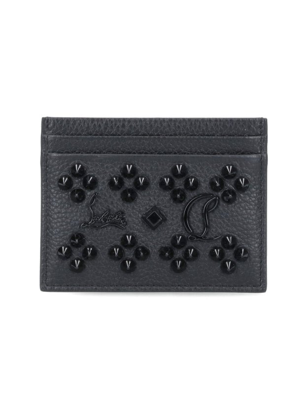 Christian Louboutin Stud-Embellished Calf Leather Card Case — Black by Christian Louboutin